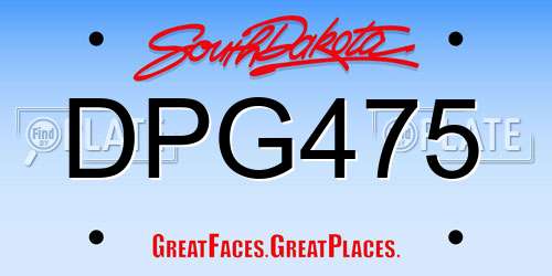 DPG475 South Dakota License Plate