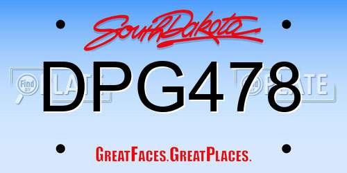DPG478 South Dakota License Plate