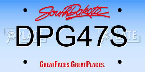 DPG47S South Dakota License Plate