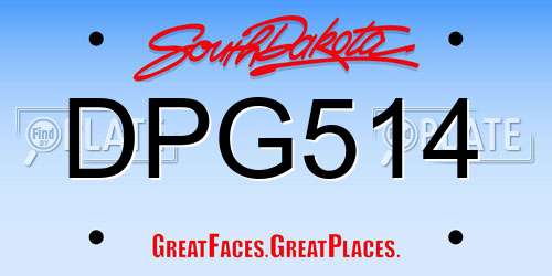 DPG514 South Dakota License Plate