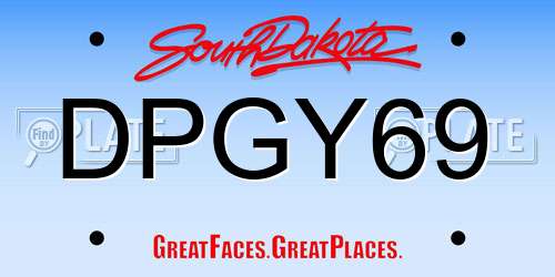 DPGY69 South Dakota License Plate