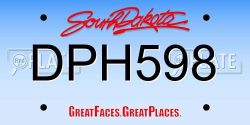 DPH598 South Dakota License Plate