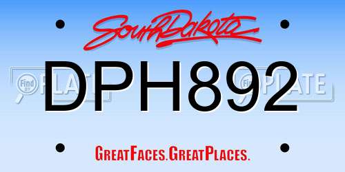 DPH892 South Dakota License Plate
