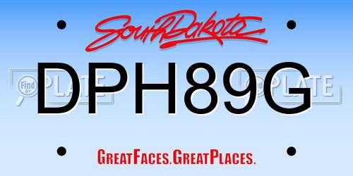 DPH89G South Dakota License Plate