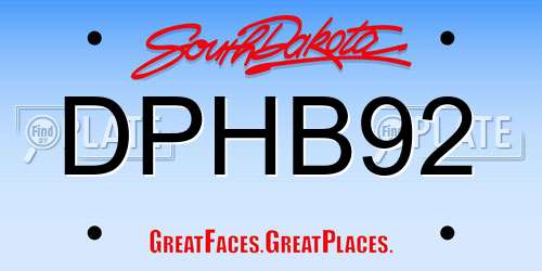 DPHB92 South Dakota License Plate