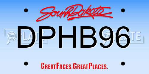 DPHB96 South Dakota License Plate