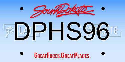 DPHS96 South Dakota License Plate