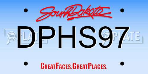 DPHS97 South Dakota License Plate