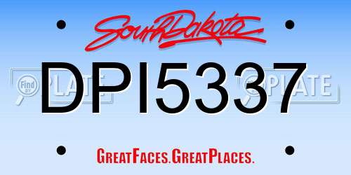 DPI5337 South Dakota License Plate
