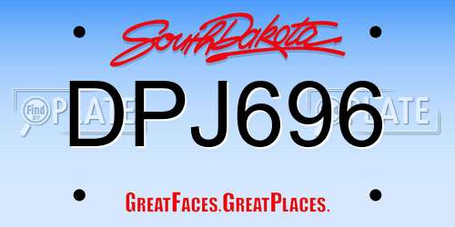DPJ696 South Dakota License Plate