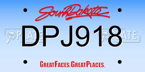 DPJ918 South Dakota License Plate