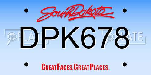 DPK678 South Dakota License Plate