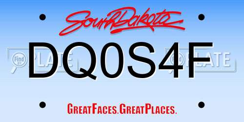 DQ0S4F South Dakota License Plate