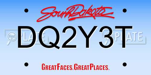DQ2Y3T South Dakota License Plate