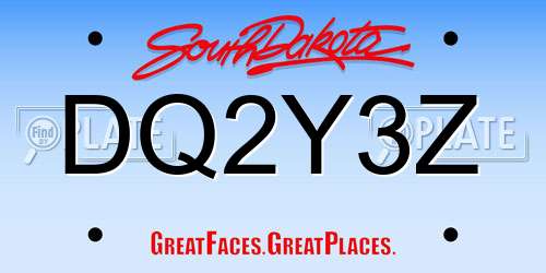 DQ2Y3Z South Dakota License Plate