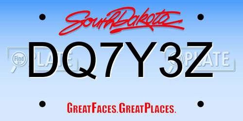 DQ7Y3Z South Dakota License Plate