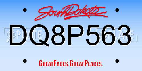 DQ8P563 South Dakota License Plate