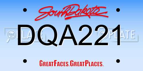 DQA221 South Dakota License Plate