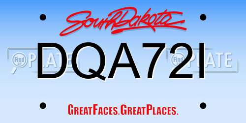 DQA72I South Dakota License Plate