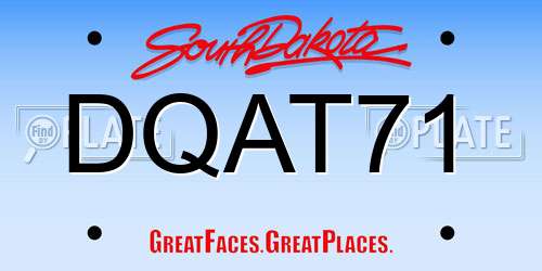DQAT71 South Dakota License Plate