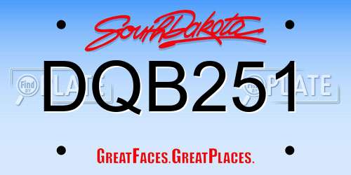 DQB251 South Dakota License Plate
