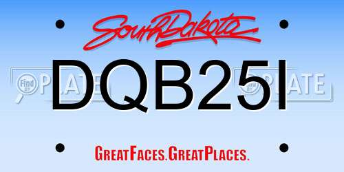 DQB25I South Dakota License Plate