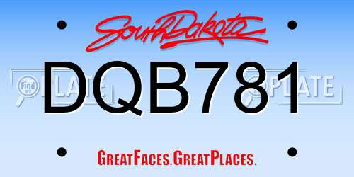 DQB781 South Dakota License Plate