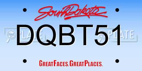 DQBT51 South Dakota License Plate