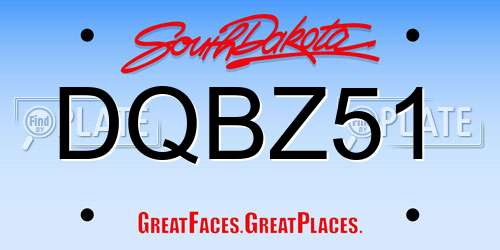 DQBZ51 South Dakota License Plate