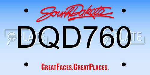 DQD760 South Dakota License Plate