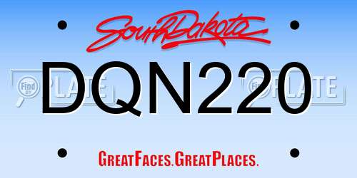 DQN220 South Dakota License Plate