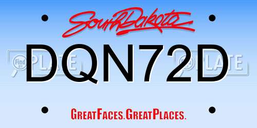 DQN72D South Dakota License Plate
