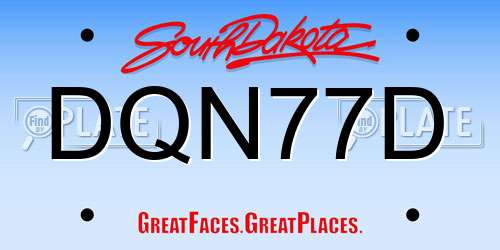 DQN77D South Dakota License Plate