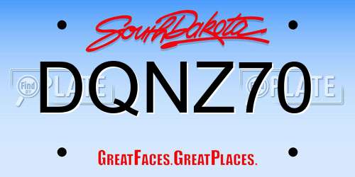 DQNZ70 South Dakota License Plate