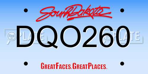DQO260 South Dakota License Plate