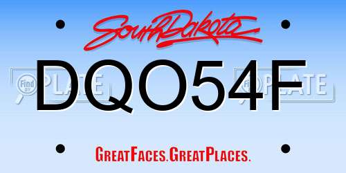DQO54F South Dakota License Plate