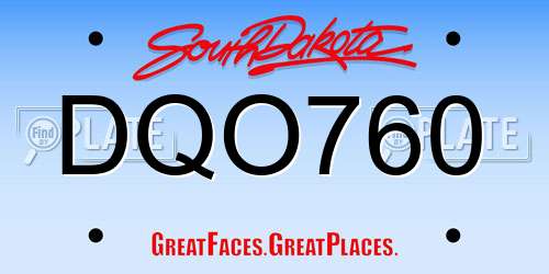 DQO760 South Dakota License Plate