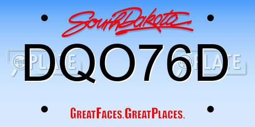 DQO76D South Dakota License Plate