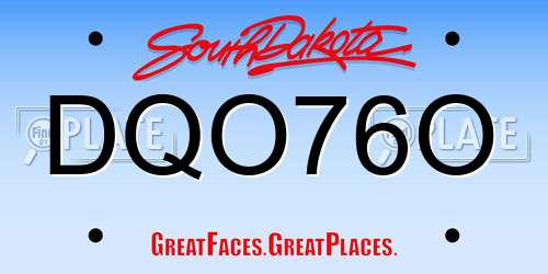 DQO76O South Dakota License Plate