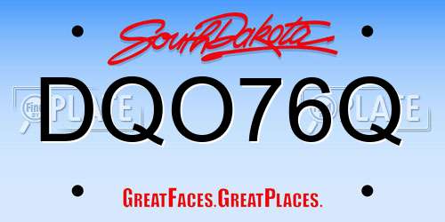 DQO76Q South Dakota License Plate