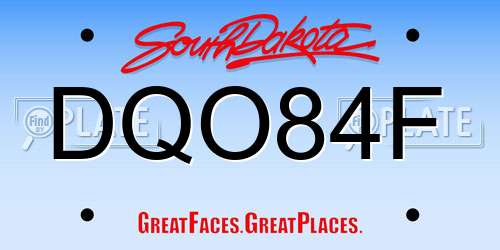DQO84F South Dakota License Plate