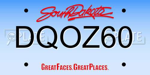 DQOZ60 South Dakota License Plate