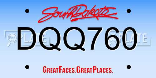 DQQ760 South Dakota License Plate