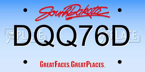 DQQ76D South Dakota License Plate