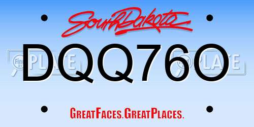 DQQ76O South Dakota License Plate