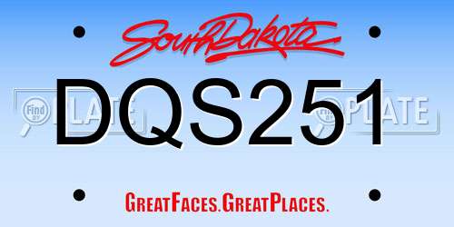 DQS251 South Dakota License Plate