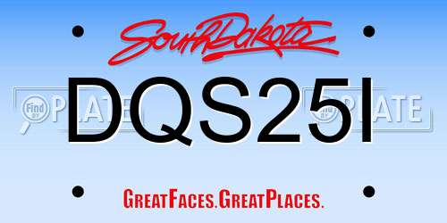 DQS25I South Dakota License Plate