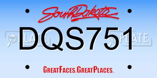 DQS751 South Dakota License Plate