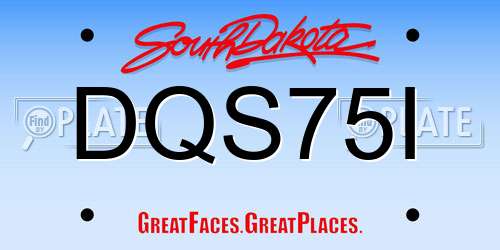 DQS75I South Dakota License Plate