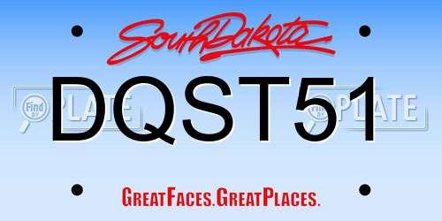 DQST51 South Dakota License Plate